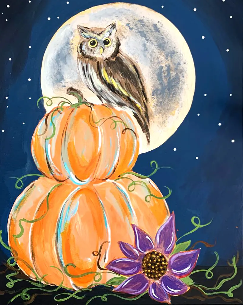 Hootiful Harvest fall painting