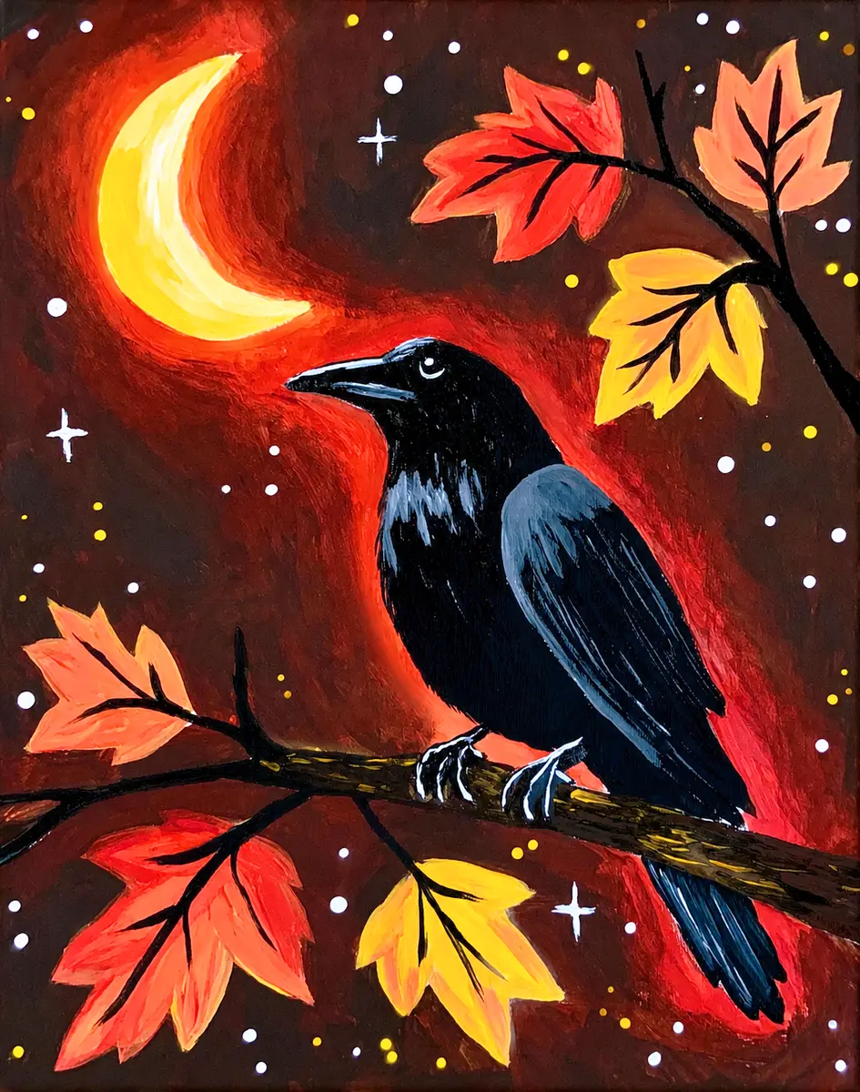 Moonlit Raven painting example