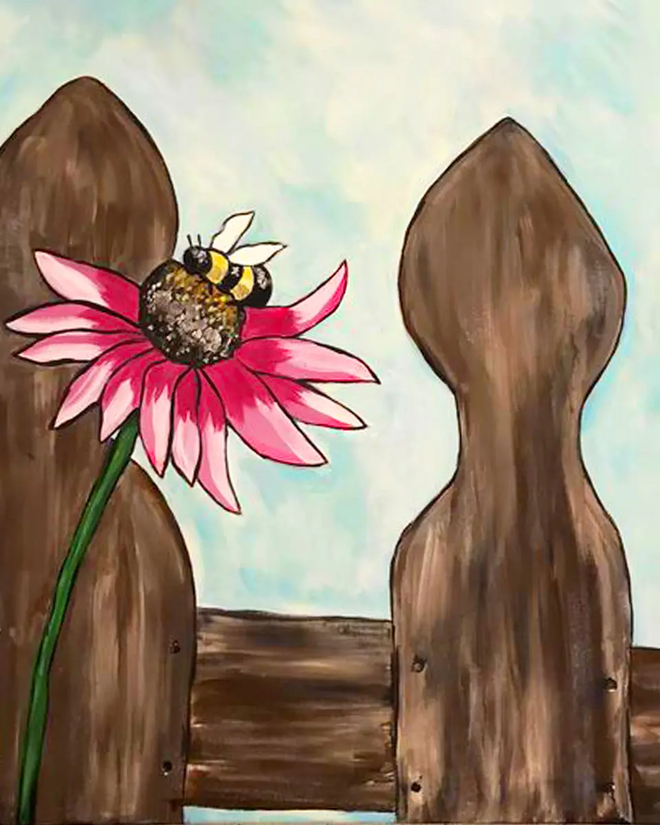 Bee-autiful Flower spring painting