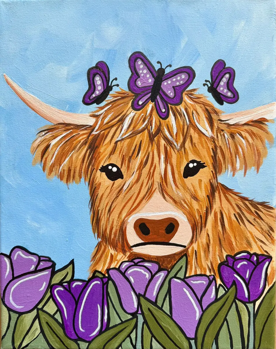 Honey the Highlander Spring painting