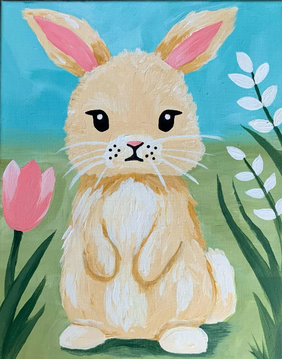 Spring Floral Bunny painting