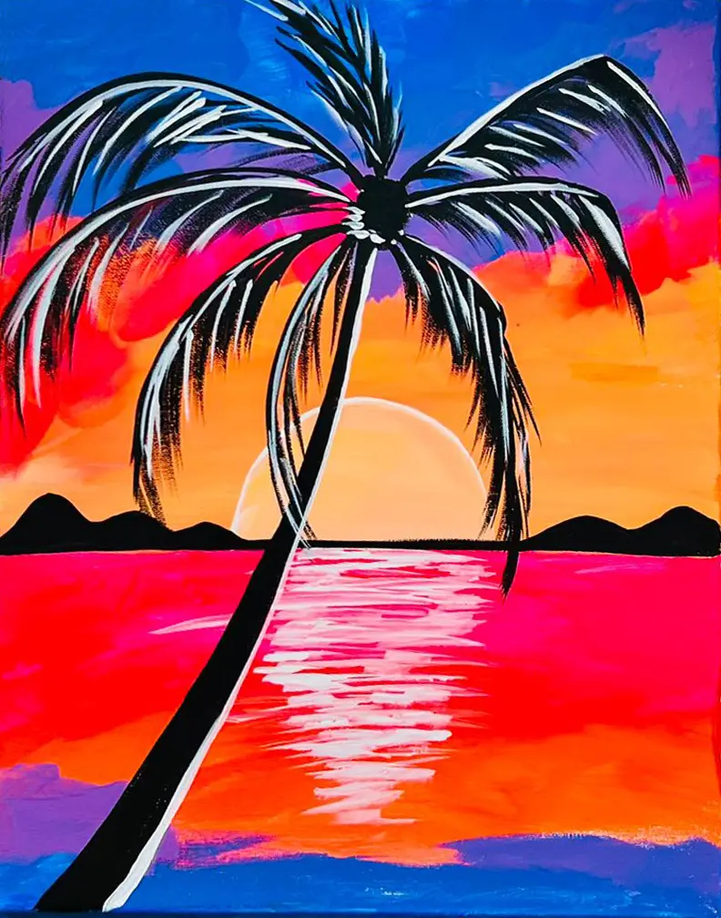 Sunset Palm painting example