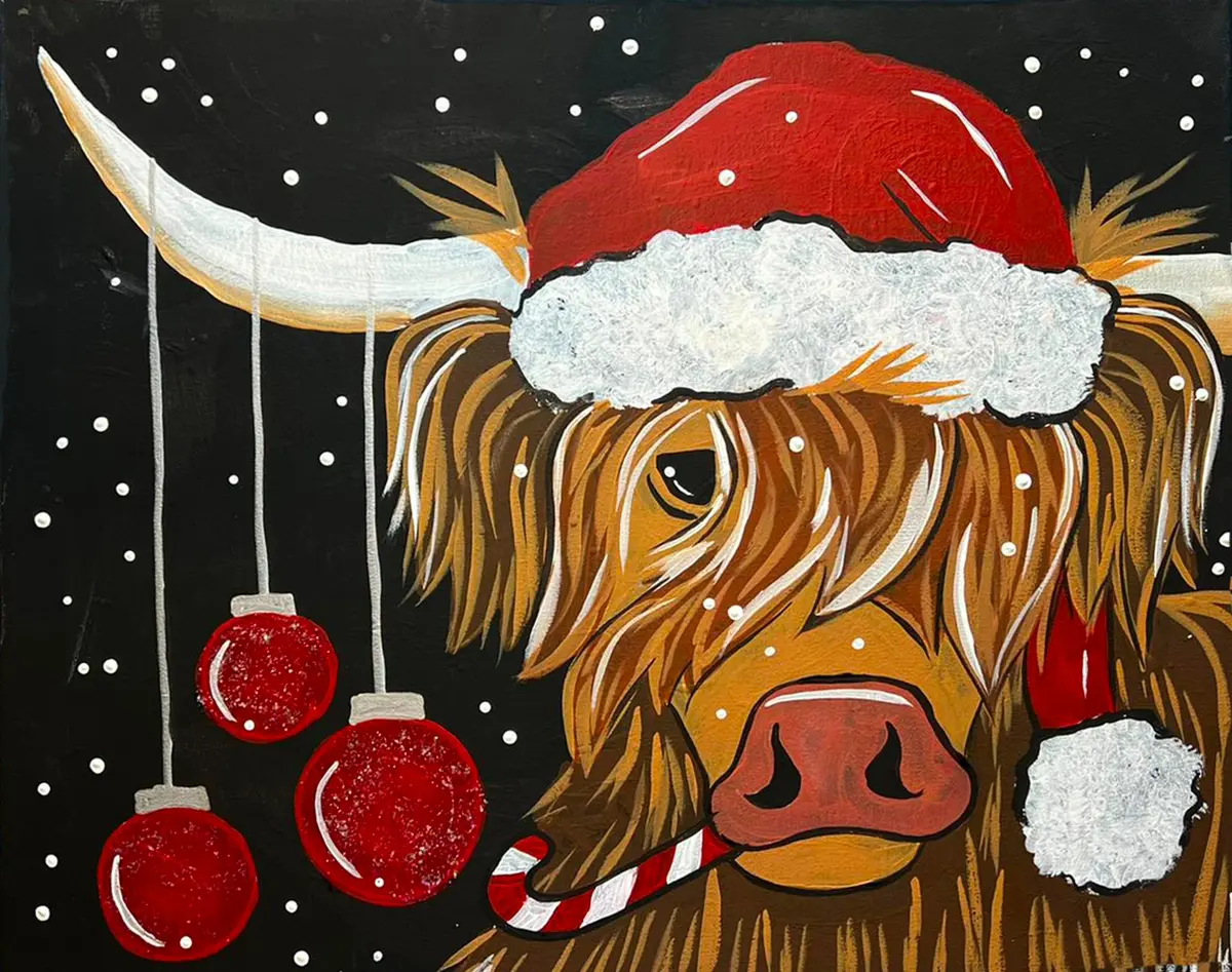 Holiday Highlander winter painting