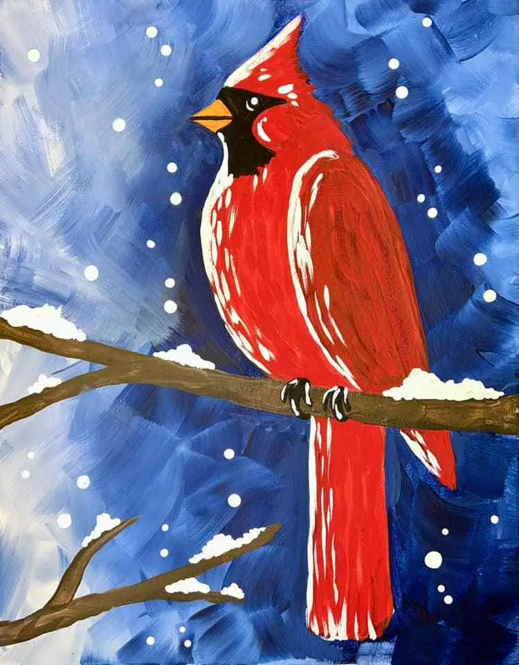 Winter Cardinal painting